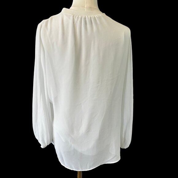 ZARA White Chiffon Blouse in Women's Size Small Puff Sleeves Fully Lined - Picture 4 of 6